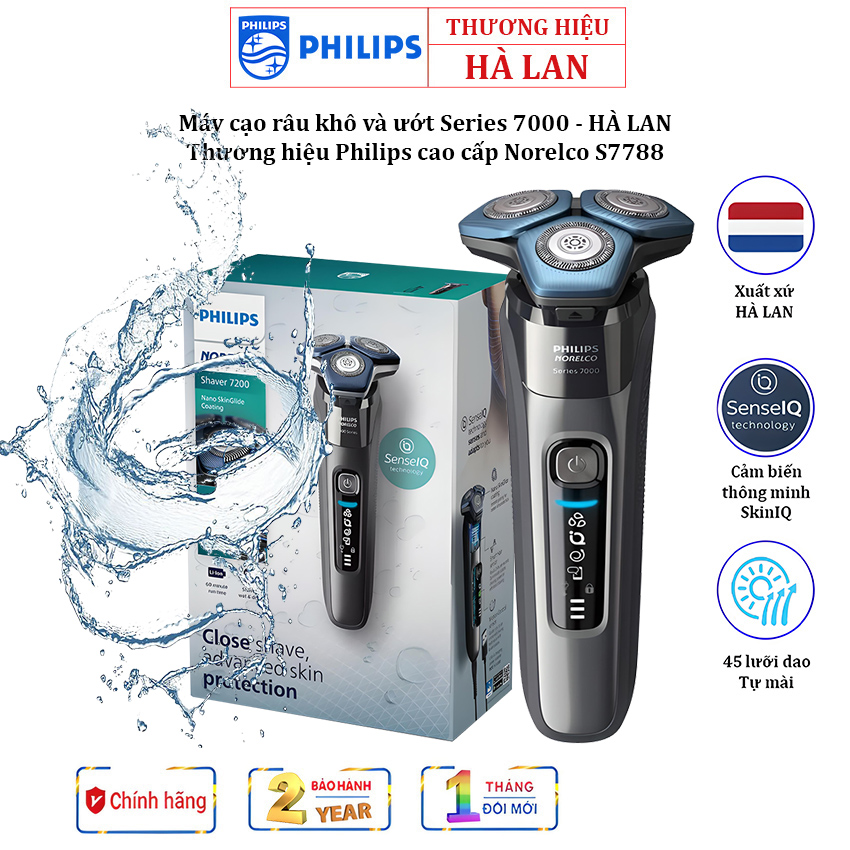 Philips Norelco s7788/82 Series 7000 premium Holland dry and wet Shaver-12 months warranty