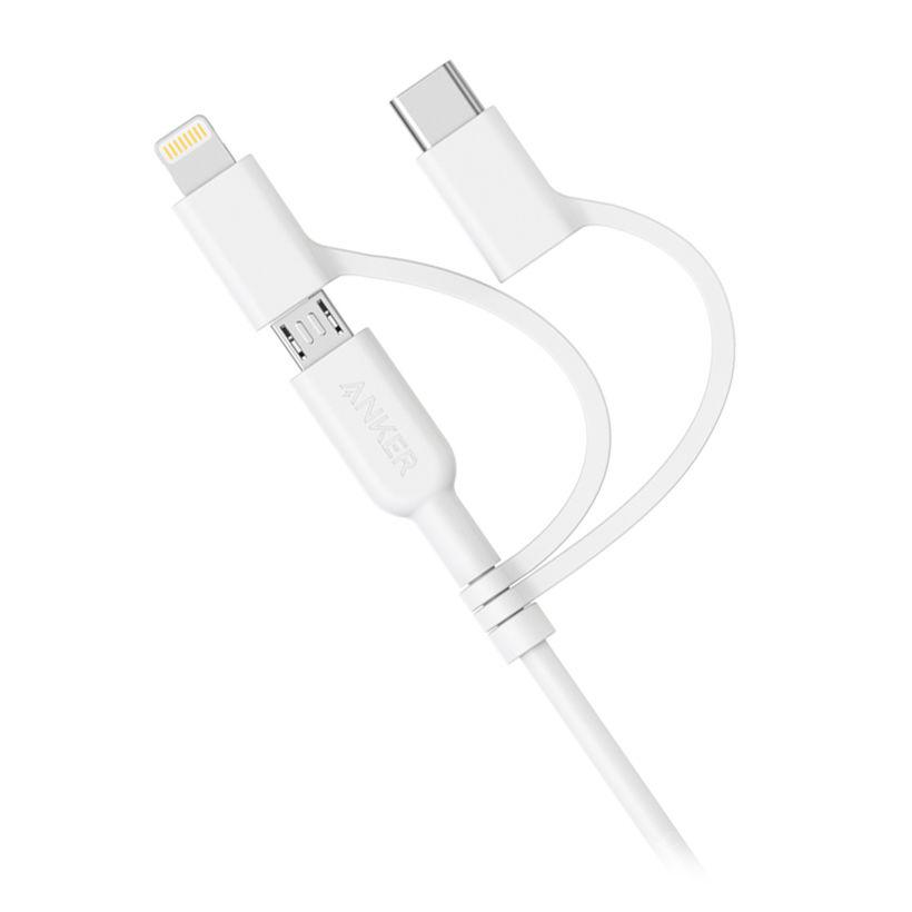 Cáp 3 in 1 ANKER Powerline II 0.9M - A8436 (Lightning - Type C - Micro USB)