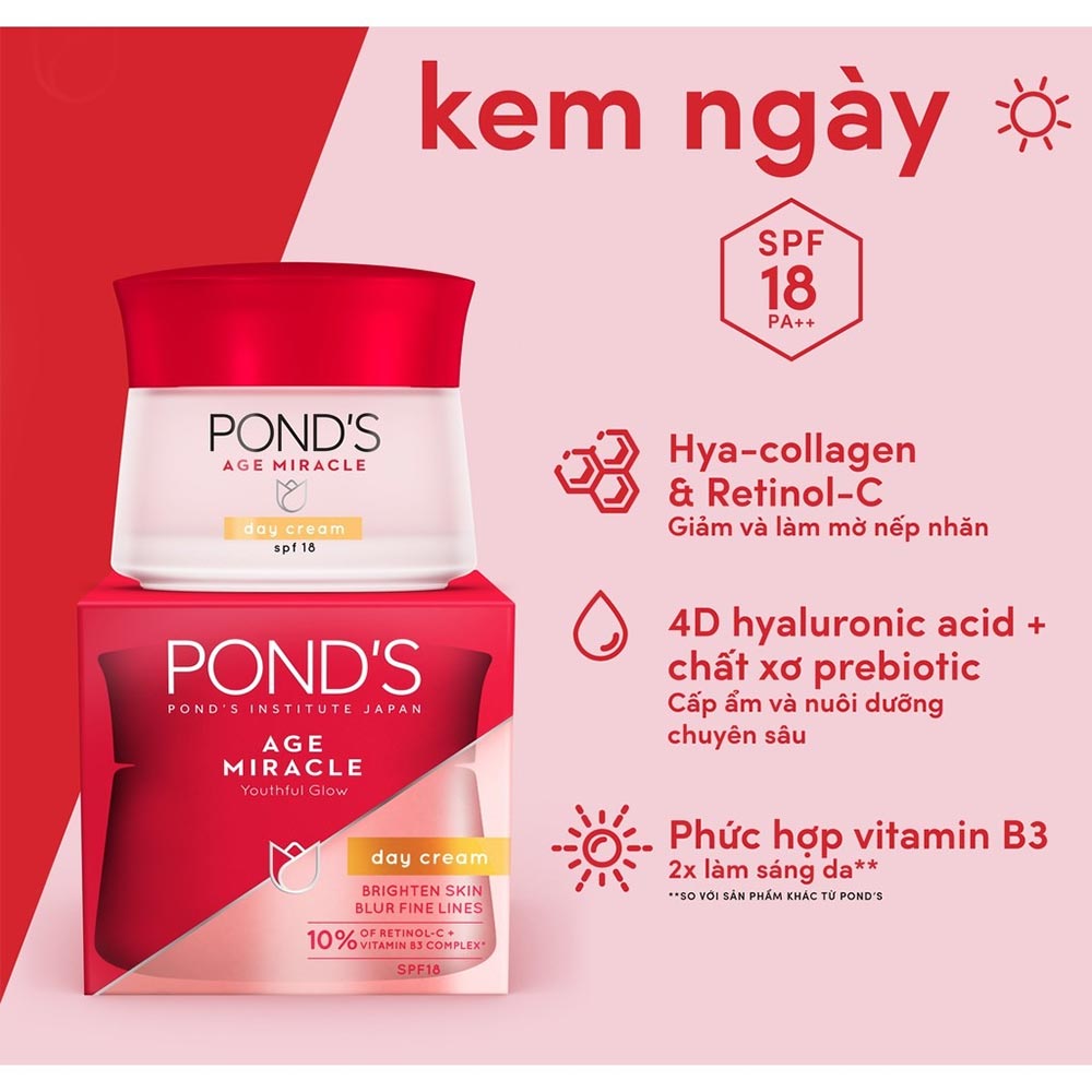 Combo 3 sản phẩm chăm sóc da chống lão hóa pond's age miracle