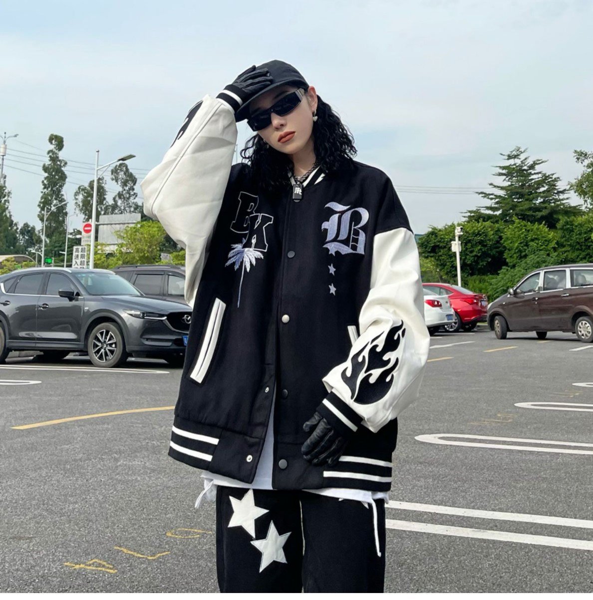 Áo Khoác Bomber Nam Nữ Nỉ, Họa Tiết BK Phối Chữ Phong Cách Thời Trang Teen Sành Điệu