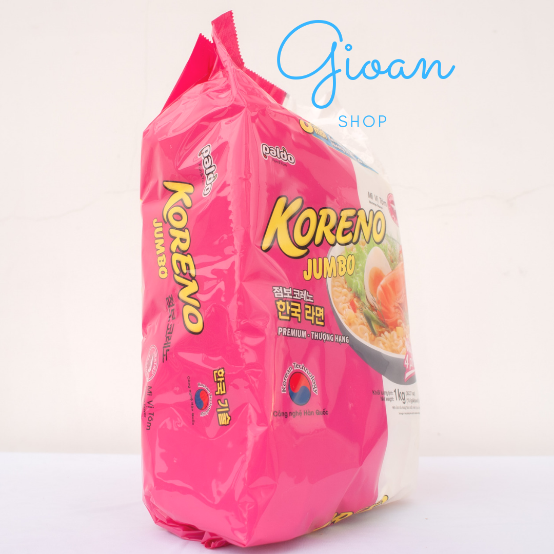 Mì Koreno Jumbo Vị Tôm ( 100gr x 10 gói ) mì không chiên