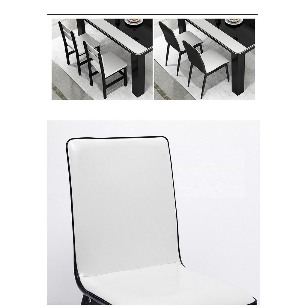 120x75cm high-end edition Taiwan export glass table set, leather cover table sets imported full steel frame, dining chair