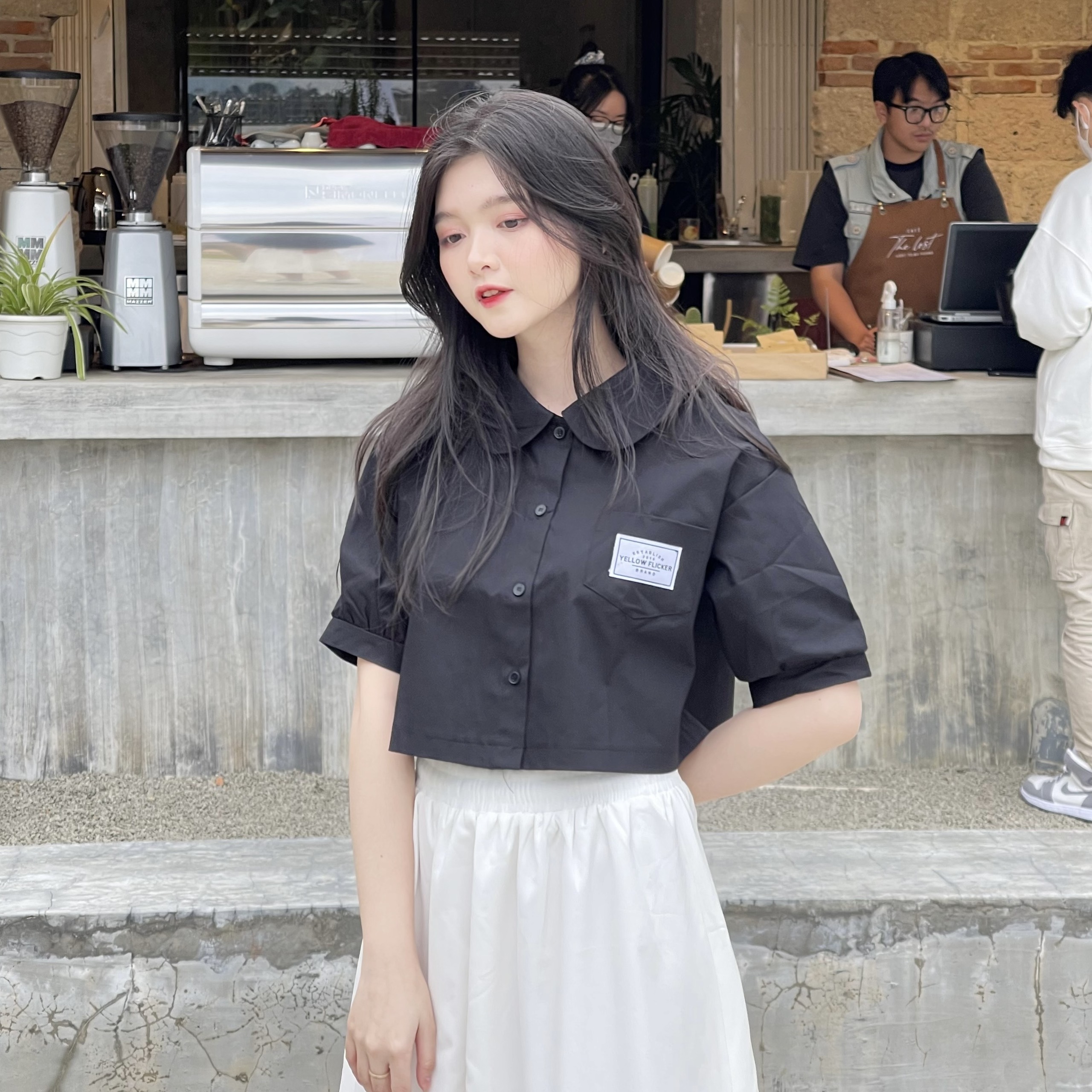 Áo croptop somi cổ sen YELLOW FLICKER freesize