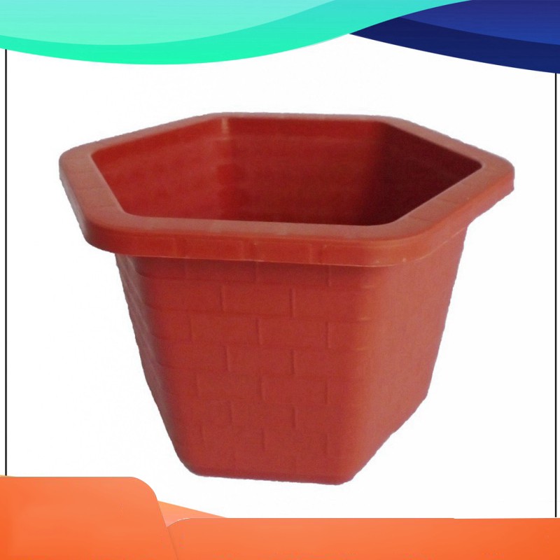 [HCM]Combo 5 chậu lục giác đỏ gạch FA520 (~43cm)