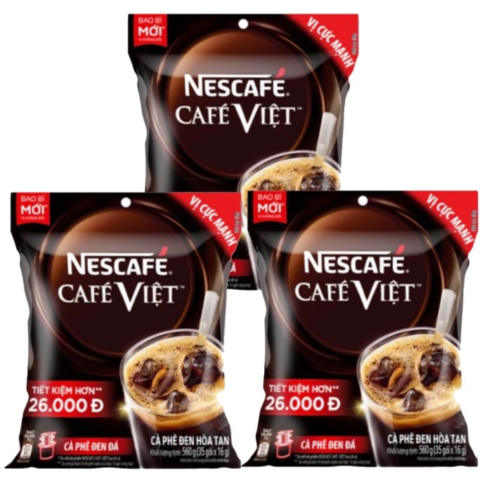 Nescafe Cafe Viet Black Iced 560 Gram, rich and refreshing flavor (35 packs x 16g)
