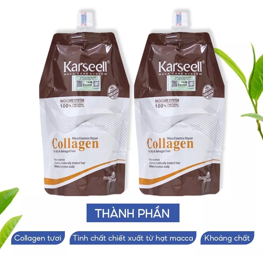 [+Tặng mũ trùm]Dầu hấp ủ xả tóc Collagen Karseell Maca dạng túi 500ml
