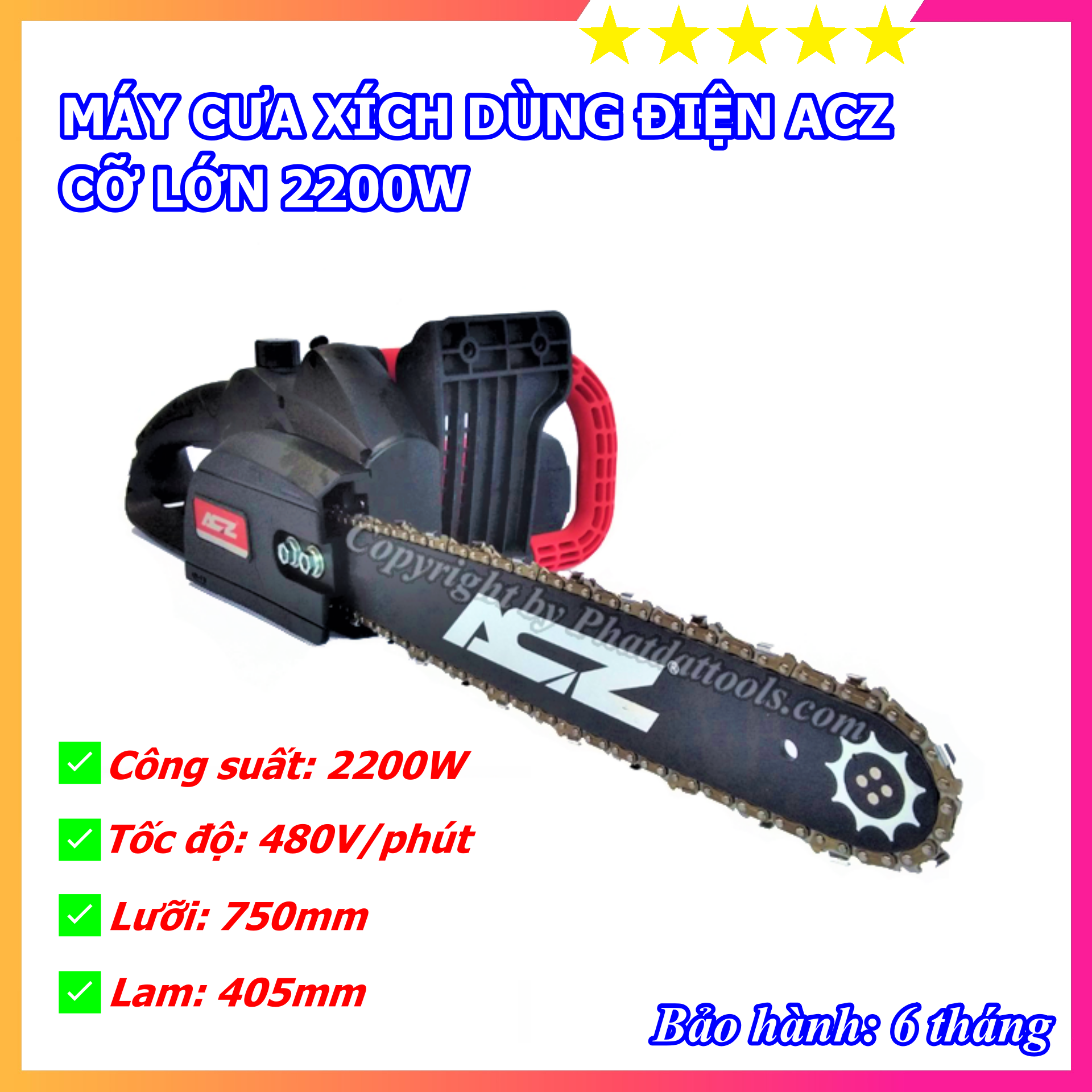 Máy cưa xích dùng điện acz 405-9 - lam cỡ lớn - máy cưa xích chuyên dụng cưa xẻ gỗ - bảo hành 6 tháng