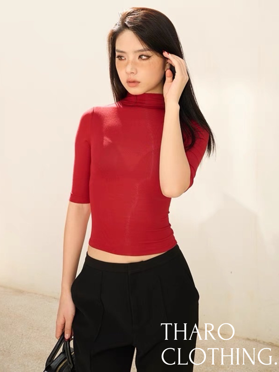 Áo Thun Nữ Cổ Lọ Tay Lỡ - Tharo Clothing [AO00177]