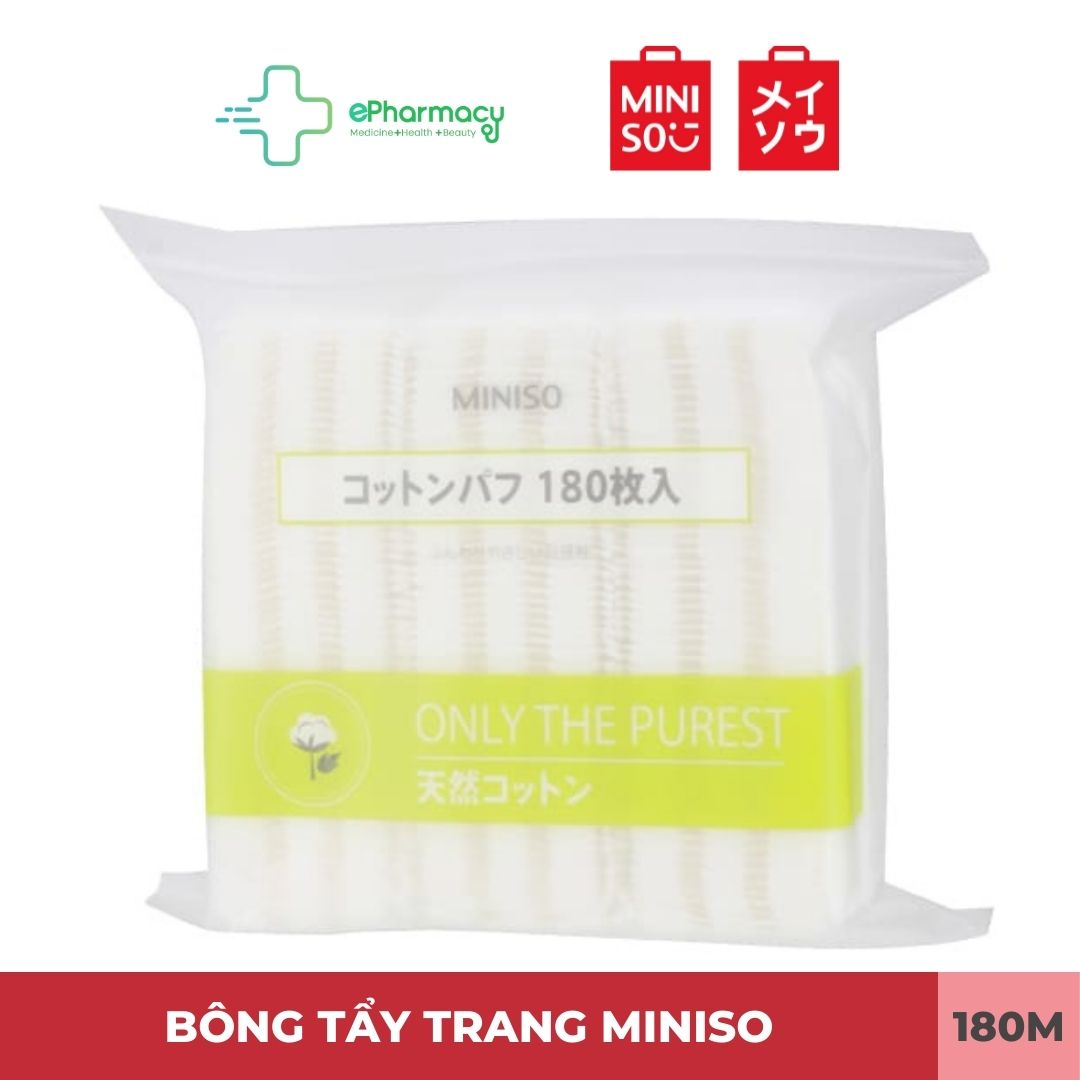 Bông tẩy trang Miniso Nhật Bản 100% cotton mềm mại [180 miếng] ePharmacy