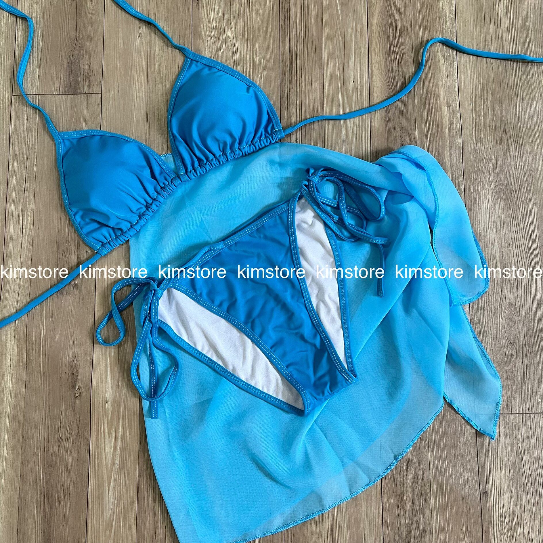 Set bikini basic kèm khăn nhiều màu.