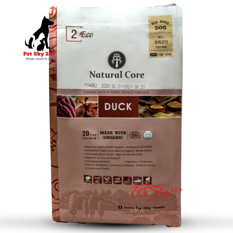 Thức Ăn Hữu Cơ NATURAL CORE Cho Chó Thịt Vịt Gói 1Kg - Hàn Quốc