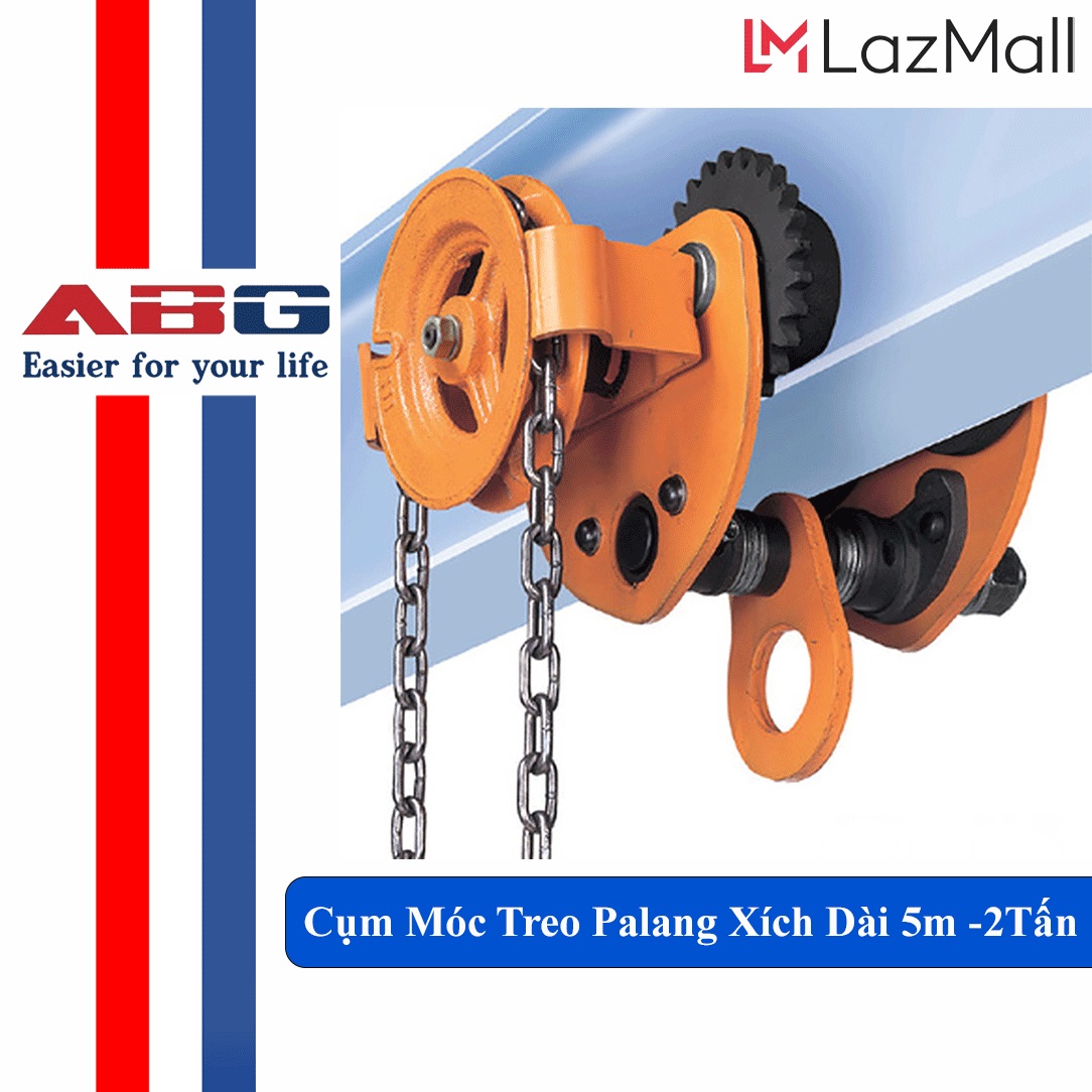 Rùa Kéo Tay, Cụm Móc Treo Palang Có Xích Dài 5m Loại 2 Tấn Dùng Để Treo Các Loại Tời Điện, Tời PA, Palang Xích