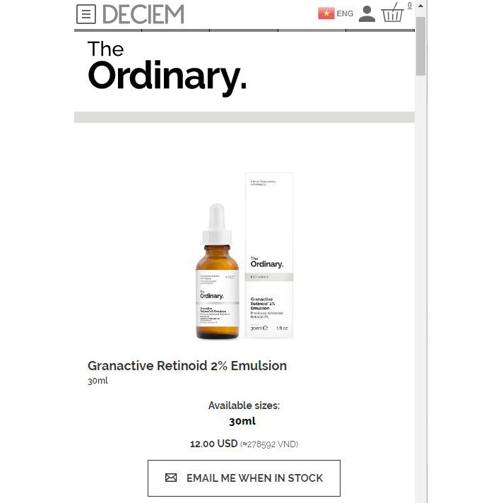 The Ordinary Granactive Retinoid 2% Chống Lão Hóa Dưỡng Da