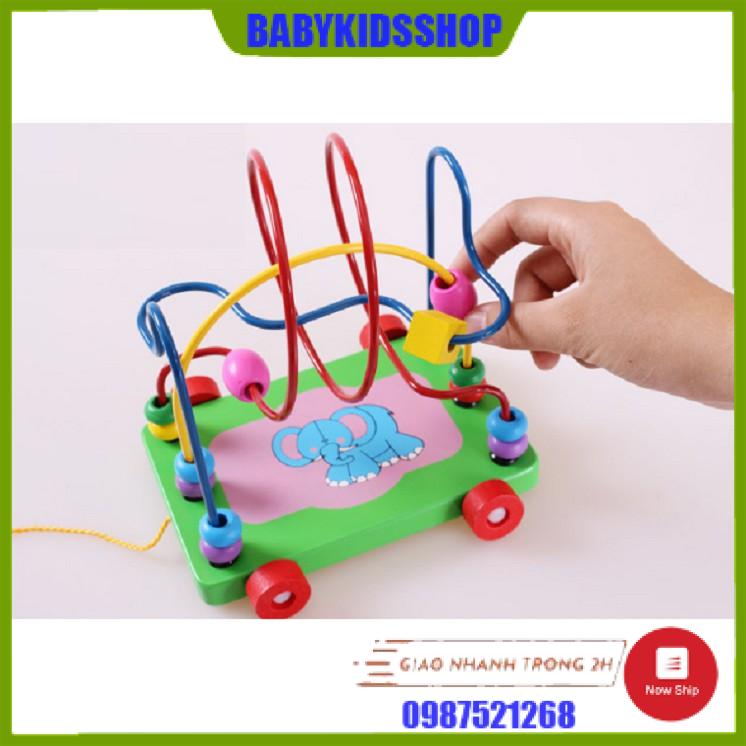 Đồ chơi gỗ xe luồn hạt size lớn cho bé