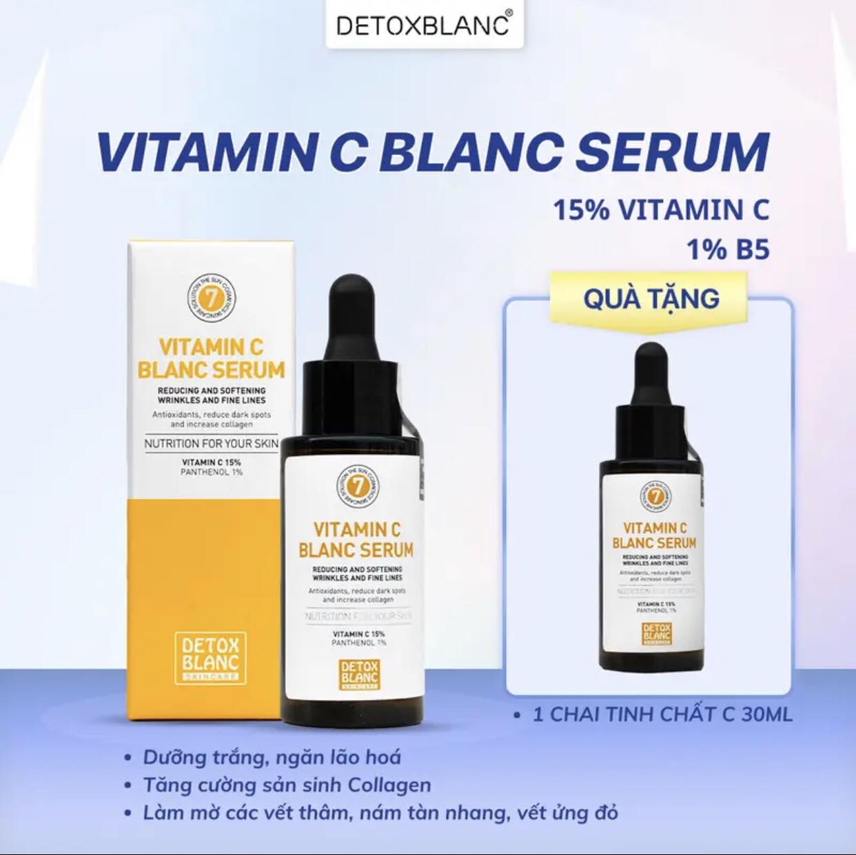 Serum dưỡng sáng da mờ thâm Vitamin C Detox blanc