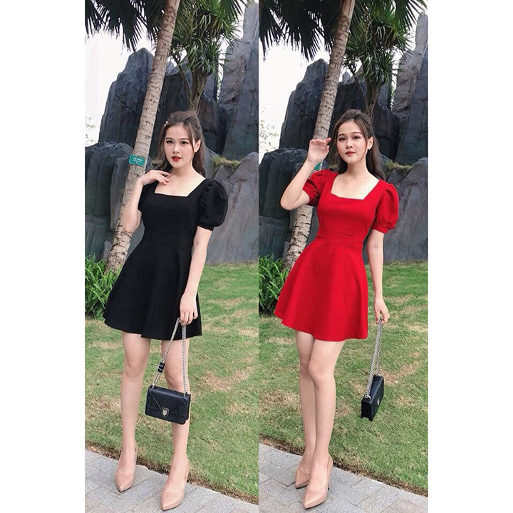 Đầm Xòe Cổ Chữ U Thanh Lịch