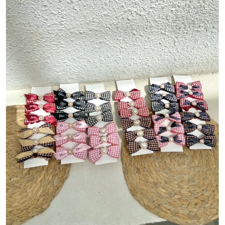 Cột tóc Srcunchies lụa đính đá và nơ in chữ kiểu hàn quốc, phụ kiện tóc BOT DORIS