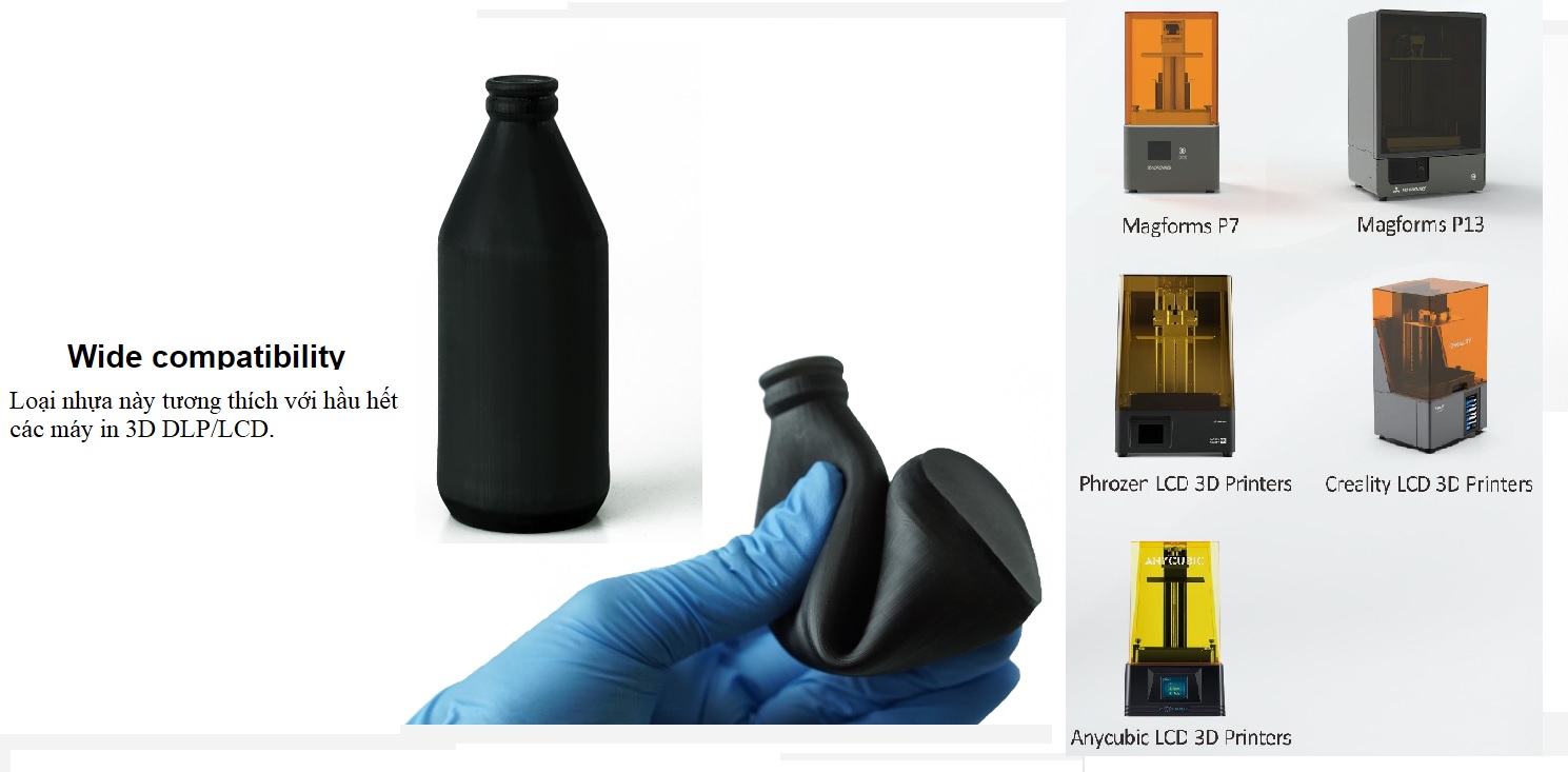 [Nhựa in 3D Resin DẺO] - Magforms Elastic600 Resin - Chai 1000ml - Flexible resin