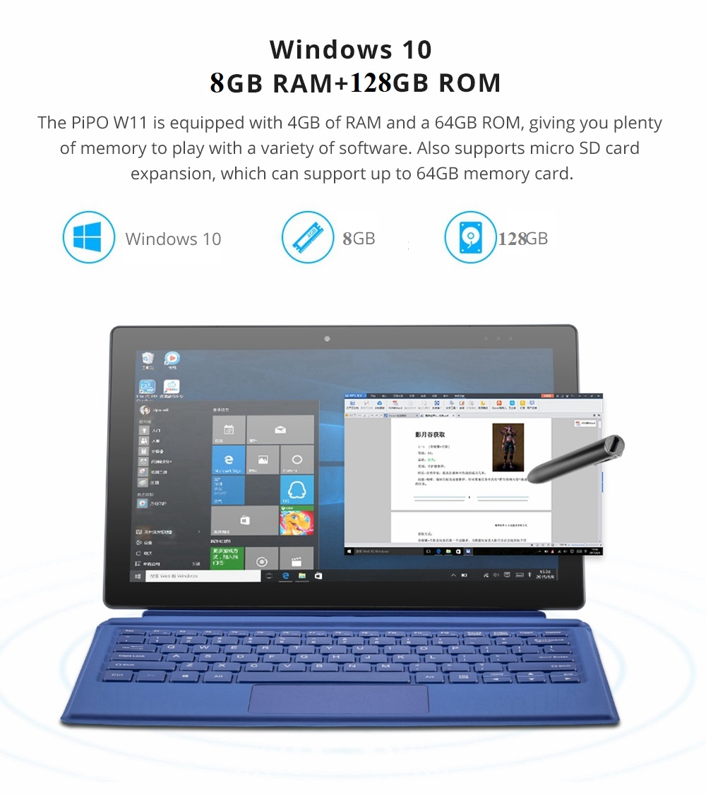 Tablet Pipo W11 N4100/8G/128G màn 11.6 inch