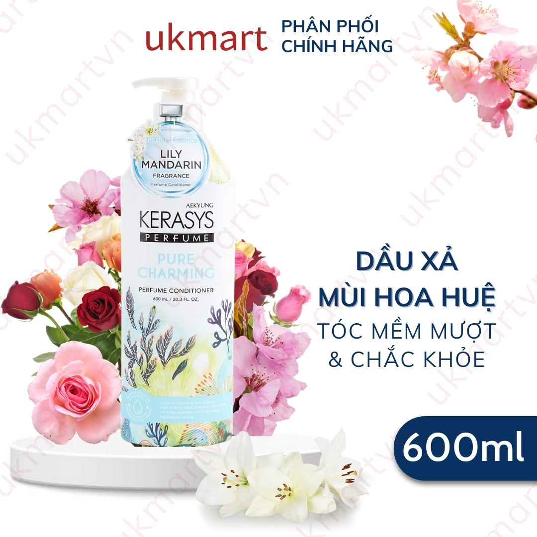 Dầu gội & xả dưỡng tóc hương nước hoa kerasys perfume pure & charming rinse 600ml hương quýt và hoa ly hàn quốc 600ml