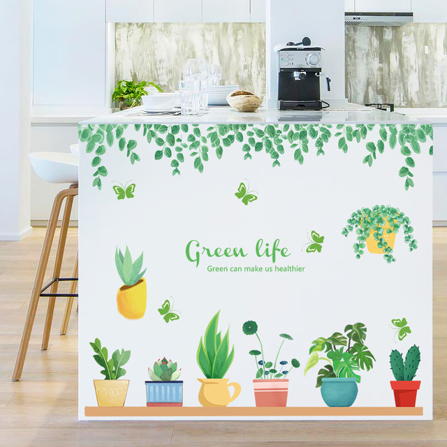 Decal Dán Tường Chậu Hoa Nhỏ Trang Trí