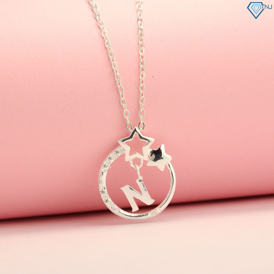 Vòng cổ bạc nữ mặt trăng sao chữ N DCN0286 - Trang Sức TNJ
