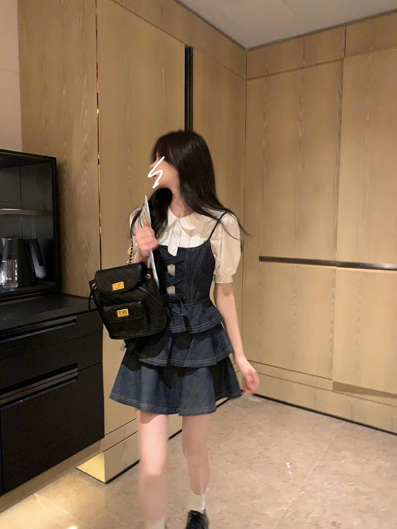Sét Đầm Rin Phối Áo Tiểu Thư Siêu Xịn
