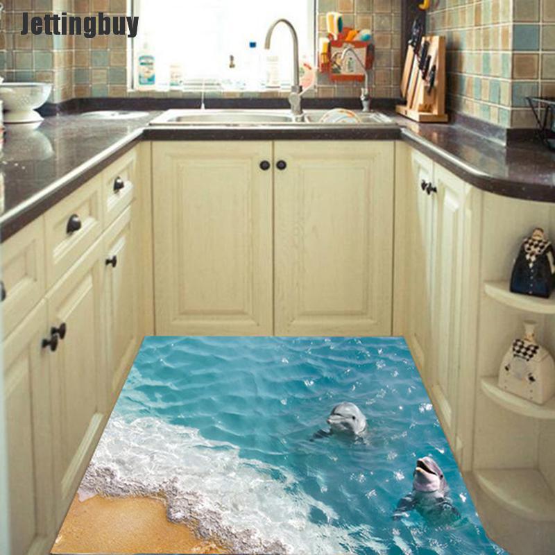 Jettingbuy 60*90cm cute 3d dolphin floor stickers waterproof bathroom starfish wall stickers floor sticker tiles for kids room gift 3