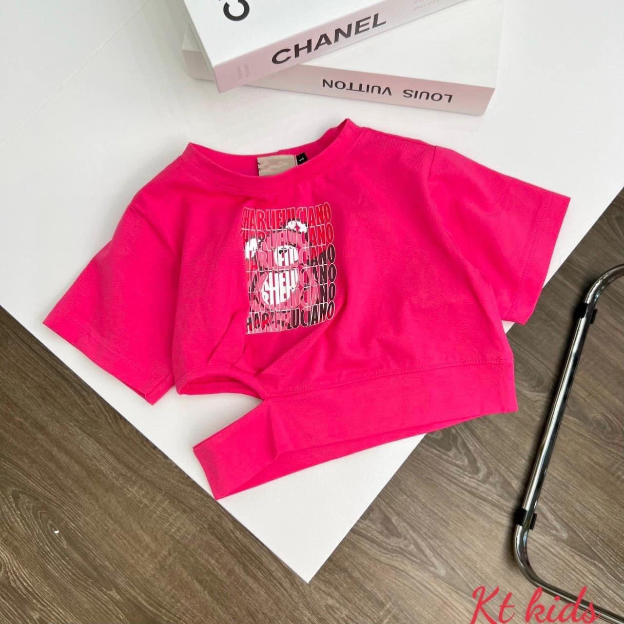Áo thun croptop kiểu khoét eo cho bé gái