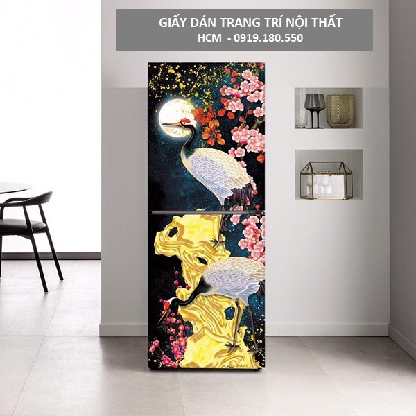 [HCM]Giấy Decal Dán Tủ Lạnh Phong Thủy 3D CHIM QUỐC ĐIỂU UYÊN ƯƠNG - THUTHAODECOR