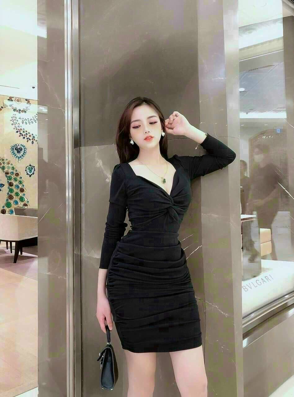 ĐẦM ÔM BODY XOẮN NGỰC 4 MÀU DD059
