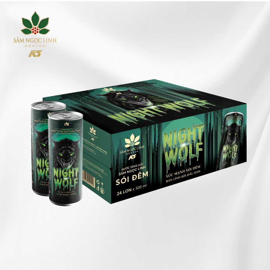 {Lon lẻ} Nước Tăng Lực NightWolf Sâm Ngọc Linh 320Ml/Lon
