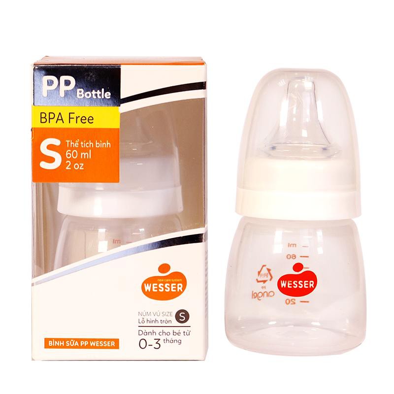 BÌNH SỮA CHO BÉ - BÌNH SỮA WESSER CỔ HẸP 60ML - 120 - 250ML