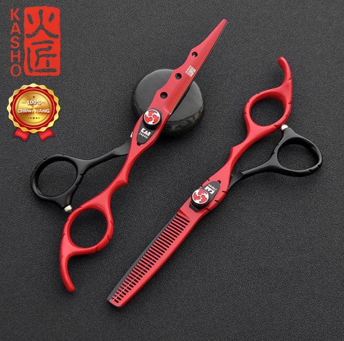 Kéo cắt tóc (1 cây cắt) Kasho HA 03 đen đỏ