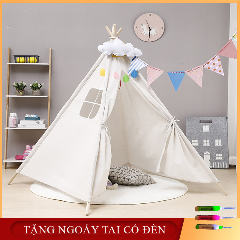 Lều vải Handmade cao cấp- Nhà chơi ngủ lều công chúa hoàng tử chất liệu cotton cho bé