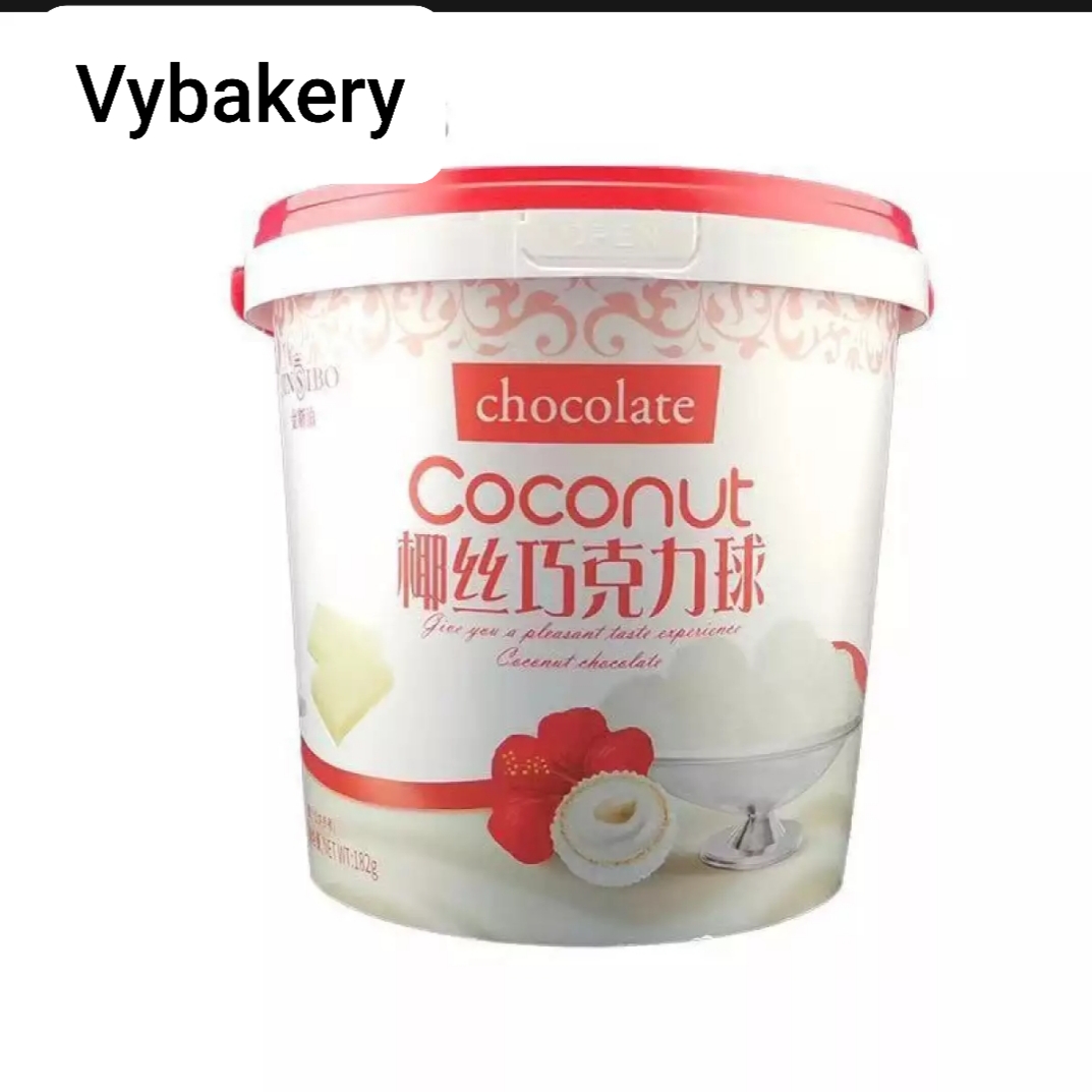[Sẵn hàng] Viên Socola trắng phủ dừa bào sợi hộp 182gr