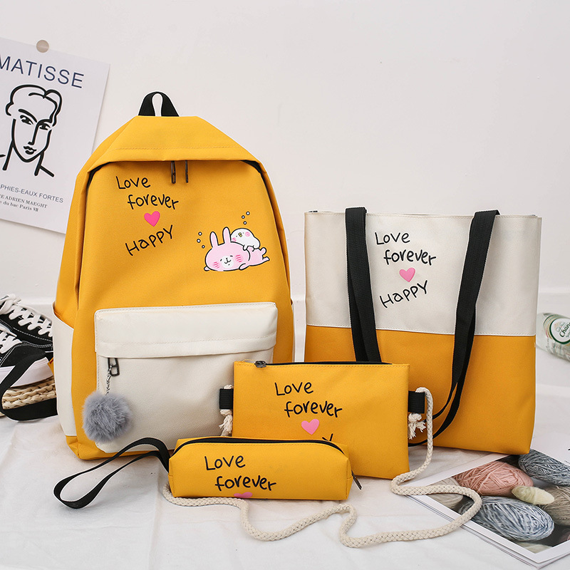 Balo thời trang nam nữ balo set 4 món thời trang kèm túi ví - love forever happy balo đi học ulzzang