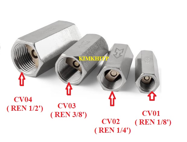 Van 1 chiều khí nén cv-01/cv-02/cv-03/cv-04 dùng hơi khí nén