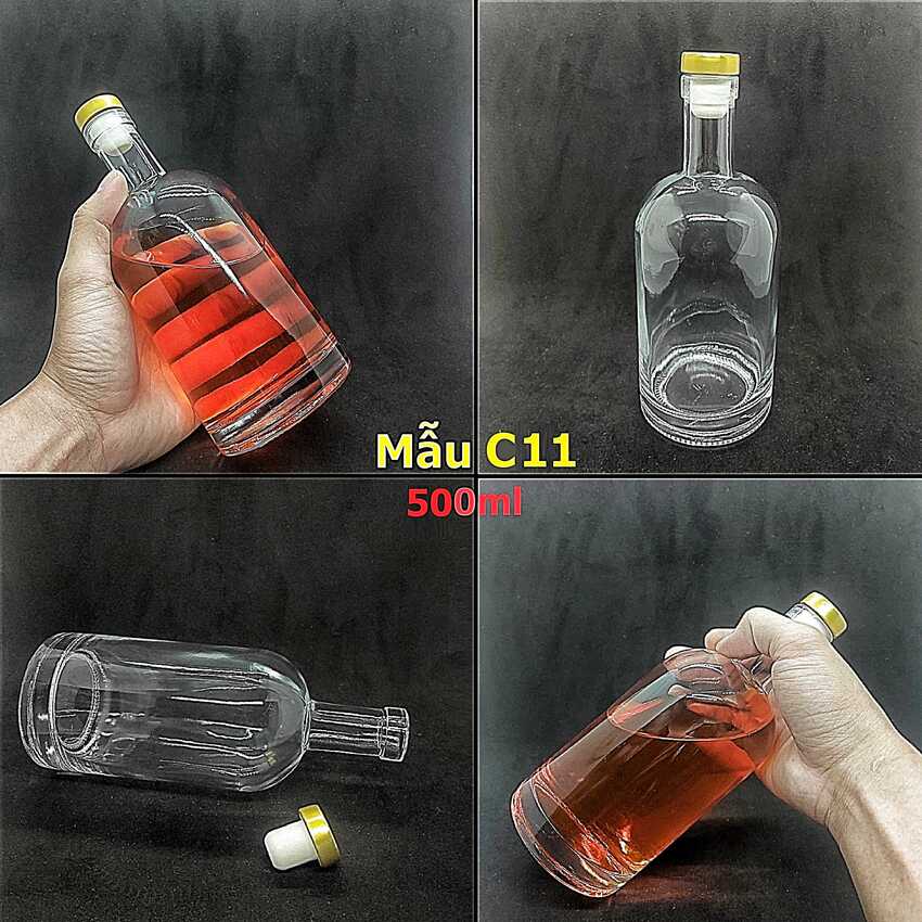 Glass bottle 500ML – CYLINDER shape VOD-KA design – 1 bottle (C11 pattern)
