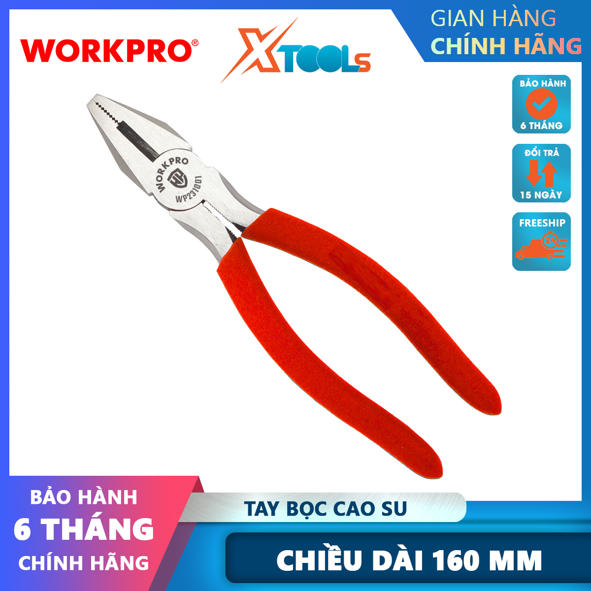 Kìm điện 6 inch 160mm Workpro