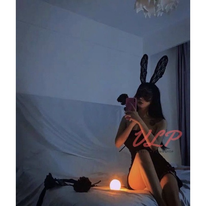 Cài tóc / bờm tóc tai thỏ có màn ren che mặt sexy
