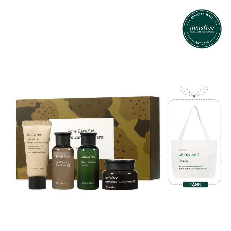 Bộ sản phẩm chăm sóc da và se khít lỗ chân lông innisfree Pore Care Set with Volcanic Clusters