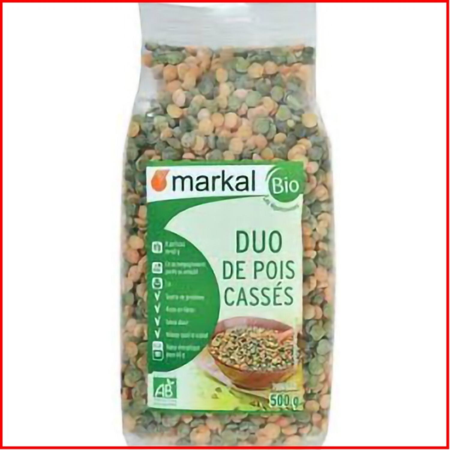 Đậu Hà Lan hữu cơ Markal (xanh & vàng) 500g