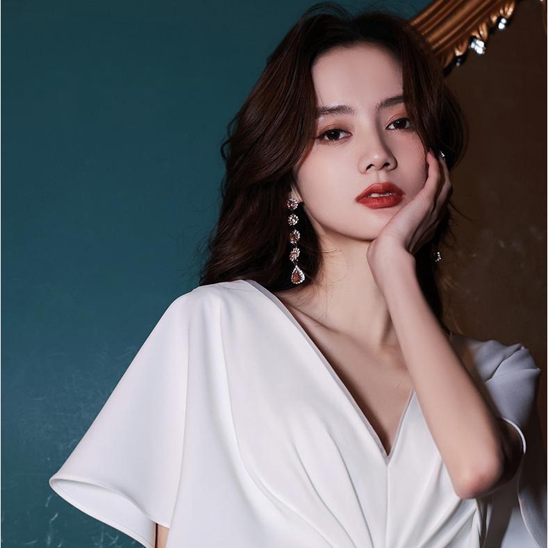 Đầm Cổ V Dáng Dài Có Sẵn Mút Ngực