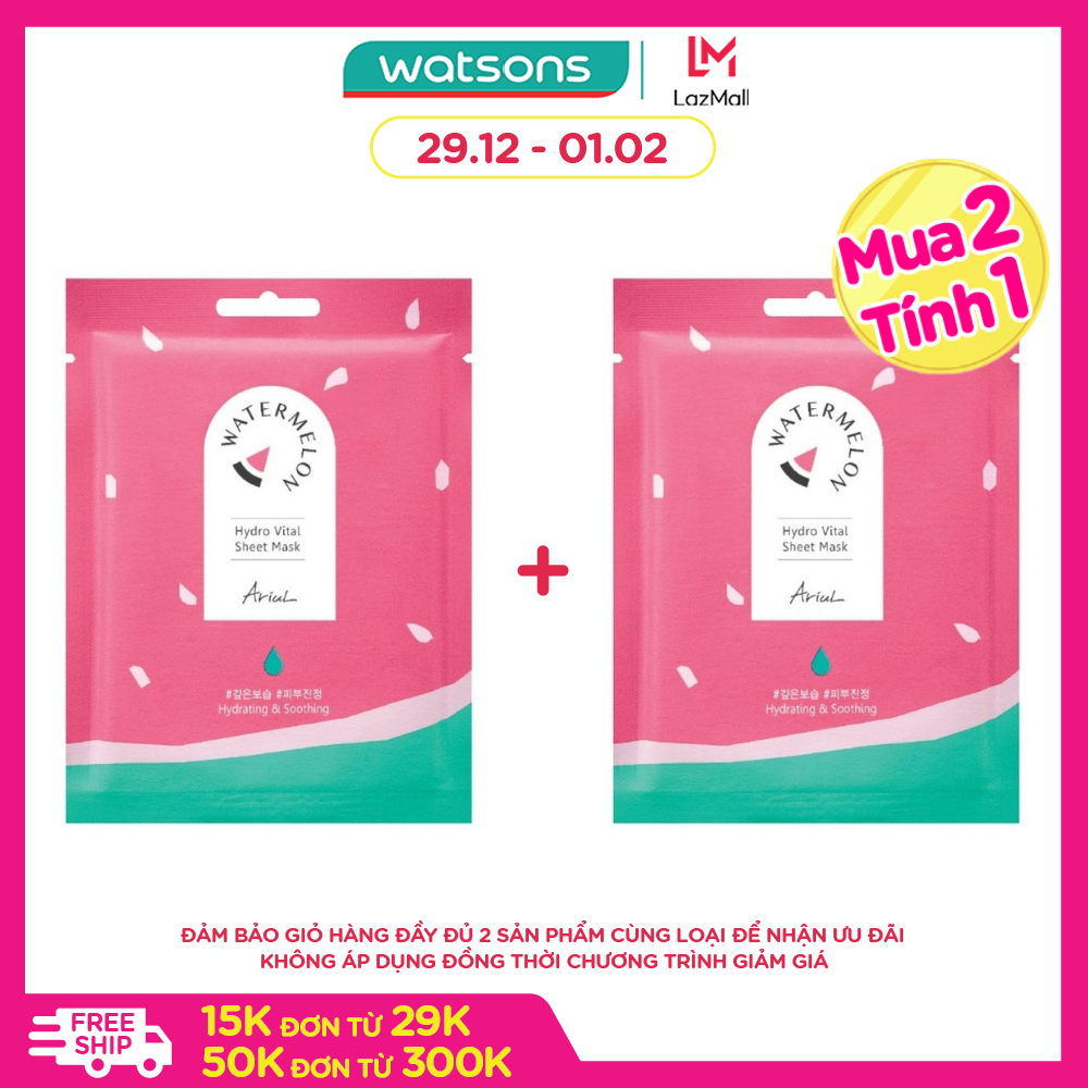 MUA 2 TÍNH 1 Mặt Nạ Ariul Làm Dịu và Cấp Ẩm Chiết Xuất Dưa Hấu Watermelon