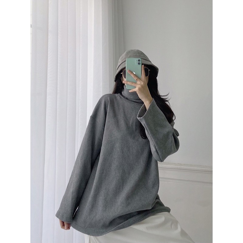 Áo cổ lọ dáng rộng tay dài