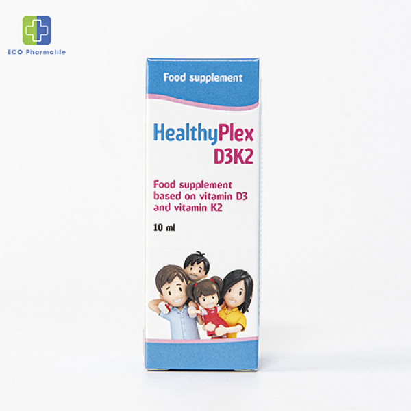 Healthy Plex D3K2 - Hộp 10ml - Bổ sung Vitamin D3 & Vitamin K2 cho cơ thể; Hỗ trợ xương, răng chắc  khoẻ, giảm nguy cơ loãng xương - Ecopharmalife