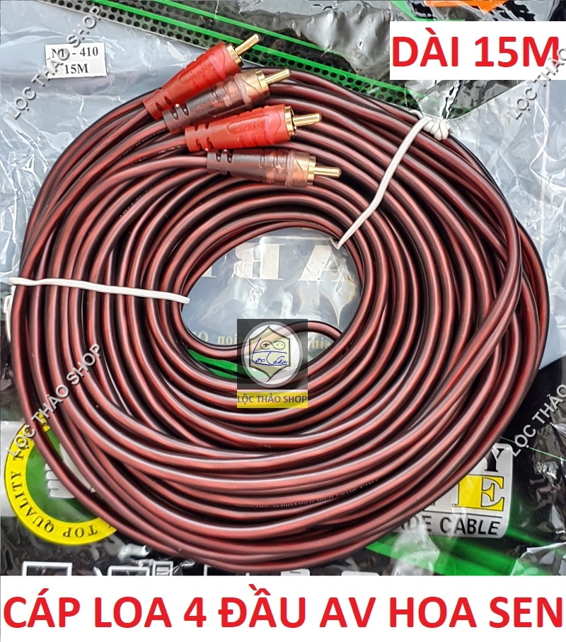 Cáp loa 4 đầu hoa sen AV dài 15M cao cấp (Dây loa AV 4 đầu)
