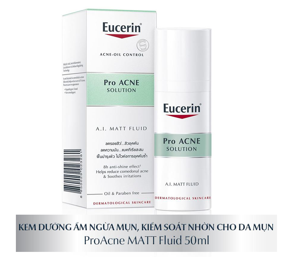 [GIẢM 20K ĐƠN 399K] Kem Dưỡng Giảm Mụn Eucerin ProAcne A.I Matt Fluid 50ml