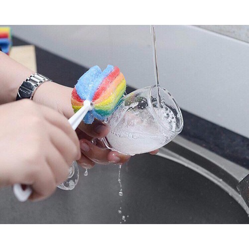 Dụng cụ cọ rửa bình sữa, cốc chén, ly đa năng 7 màu